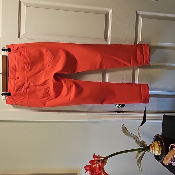 Vibrant Orange Cropped Jeans for Women - Picture 2 of 13